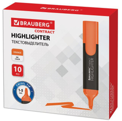 Текстовыделитель BRAUBERG "Contract", ОРАНЖЕВЫЙ, линия 1-5 мм, 150393