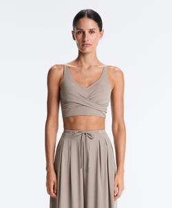 Oysho Топ Light Touch с перекрестной спинкой, темно-серый