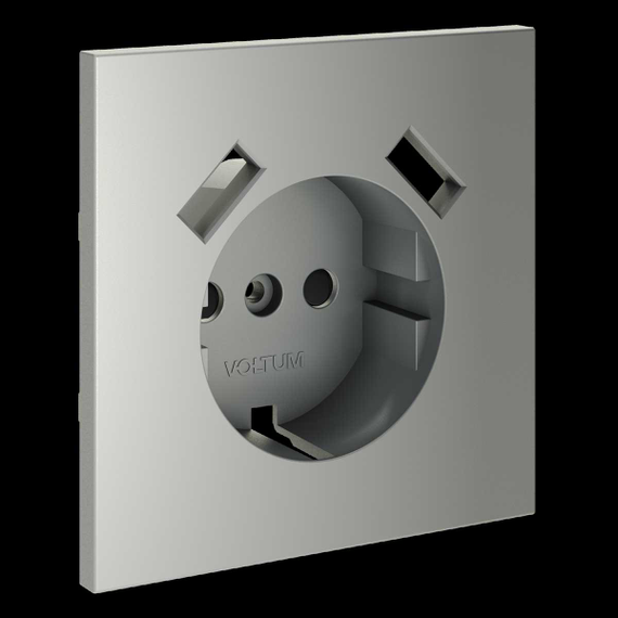Накладка для розетки с заземлением и защитными шторками с USB A+A S70 (сталь) Voltum VLS000905