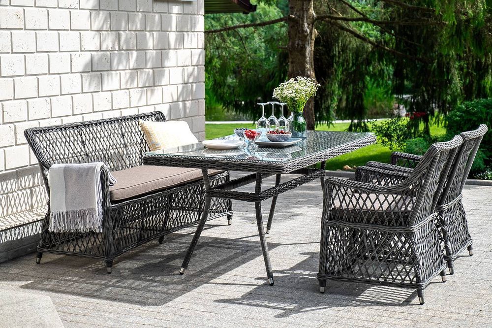 "Латте" диван двухместный из искусственного ротанга, цвет графит