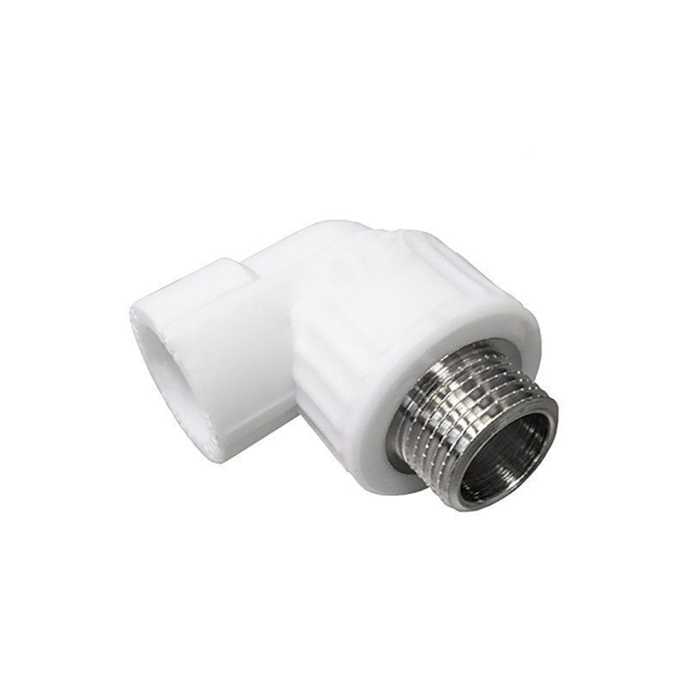 Угольник комбинированный ПП 20-3/4'' PN 25, с наружной резьбой, белый, Valfex