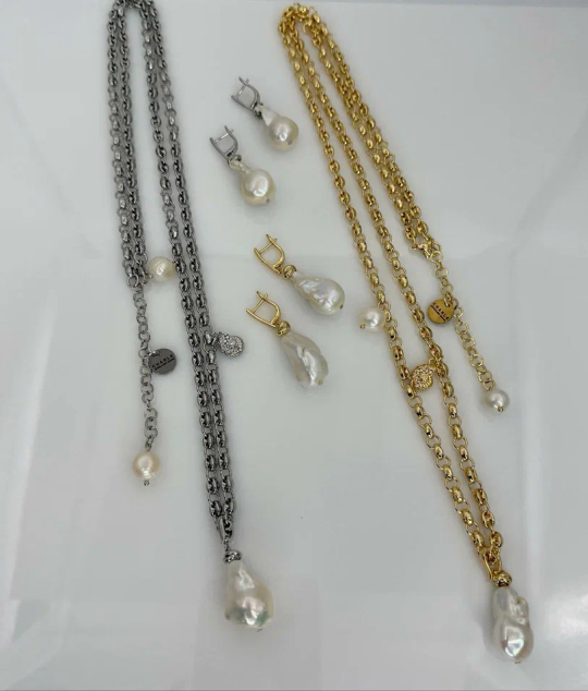 Серьги "Арко" белый жемчуг на золотой швензе