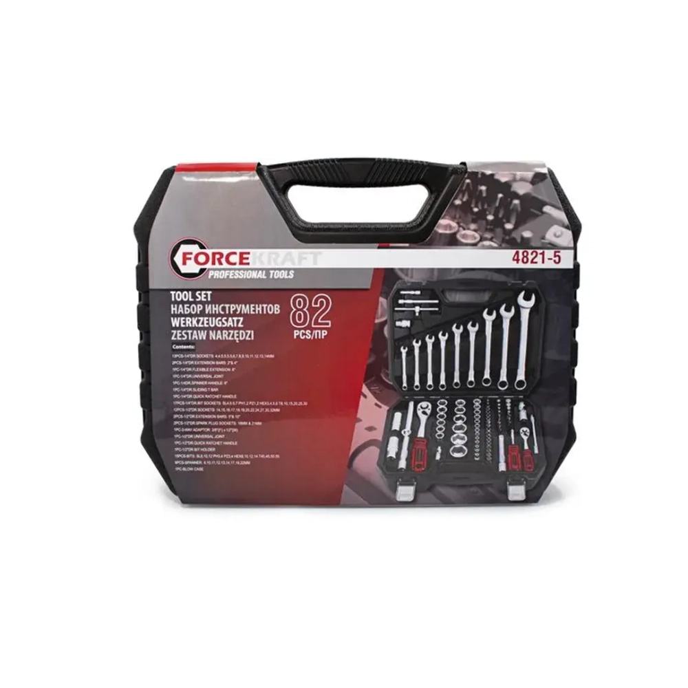 Набор инструментов 82пр. 1/2'',1/4''(6гр.)(4-32мм) Profi FORCEKRAFT FK-4821-5