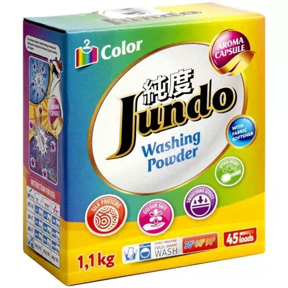 JUNDO 1,1кг Стир/пор для Цветного белья с кондиц. Aroma Capsule 2в1 Аромат Мара*7