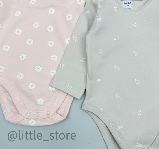 Комплект боди с длинным рукавом, Веточки/ромашки