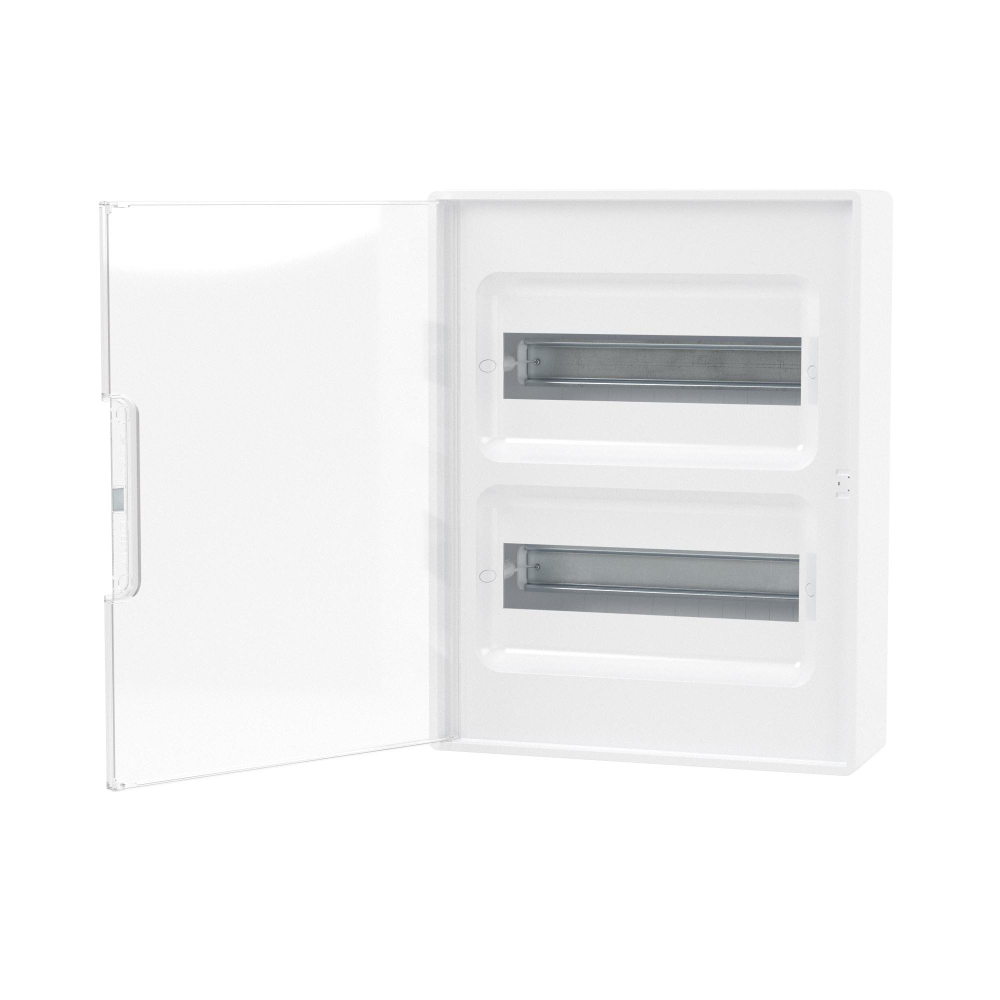 Щиток 24 мод настенный FRAME, белый с прозрачной дверцей, с 4 шинами PEN (2шт на 8 отв. и 2шт на 6 отв)