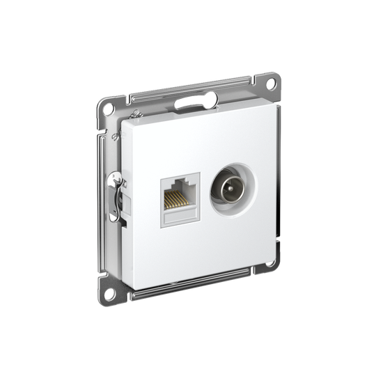 Розетка компьютерная + телевизионная 2-м СП AtlasDesign RJ45 кат.5E + TV механизм бел. SE ATN000189
