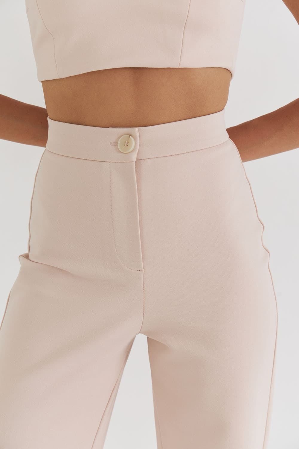 Брюки прямые из джерси бежевого цвета