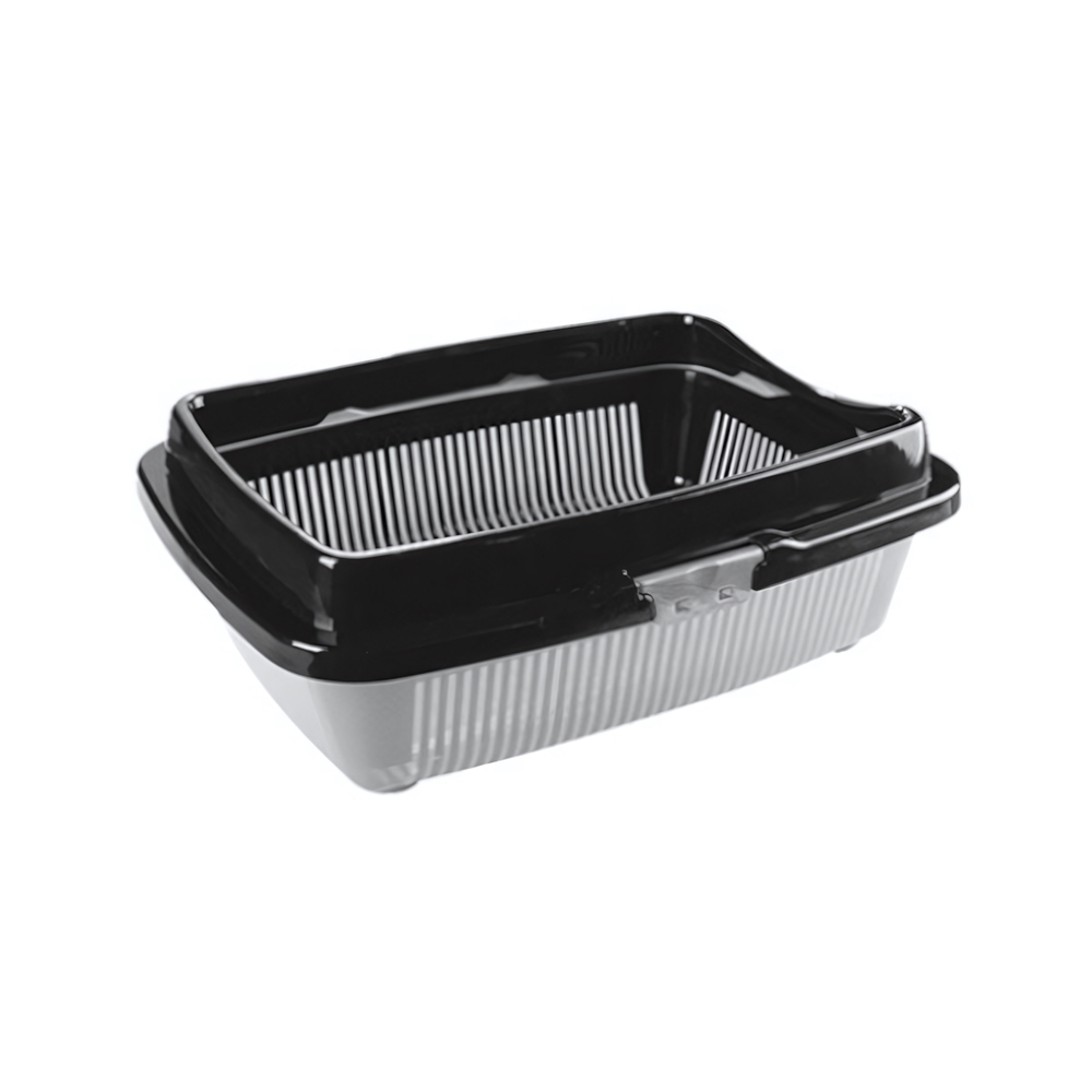 Туалет для кошек полная комплектация черный-серебро