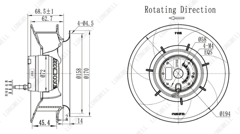 Мотор-колесо LWBA2E190-072NS-01