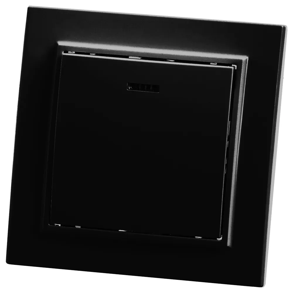 Выключатель 1-клавишный c индикатором, 250V, 10А, серия Эрна, PSW10-9001-03, черный STEKKER 39470