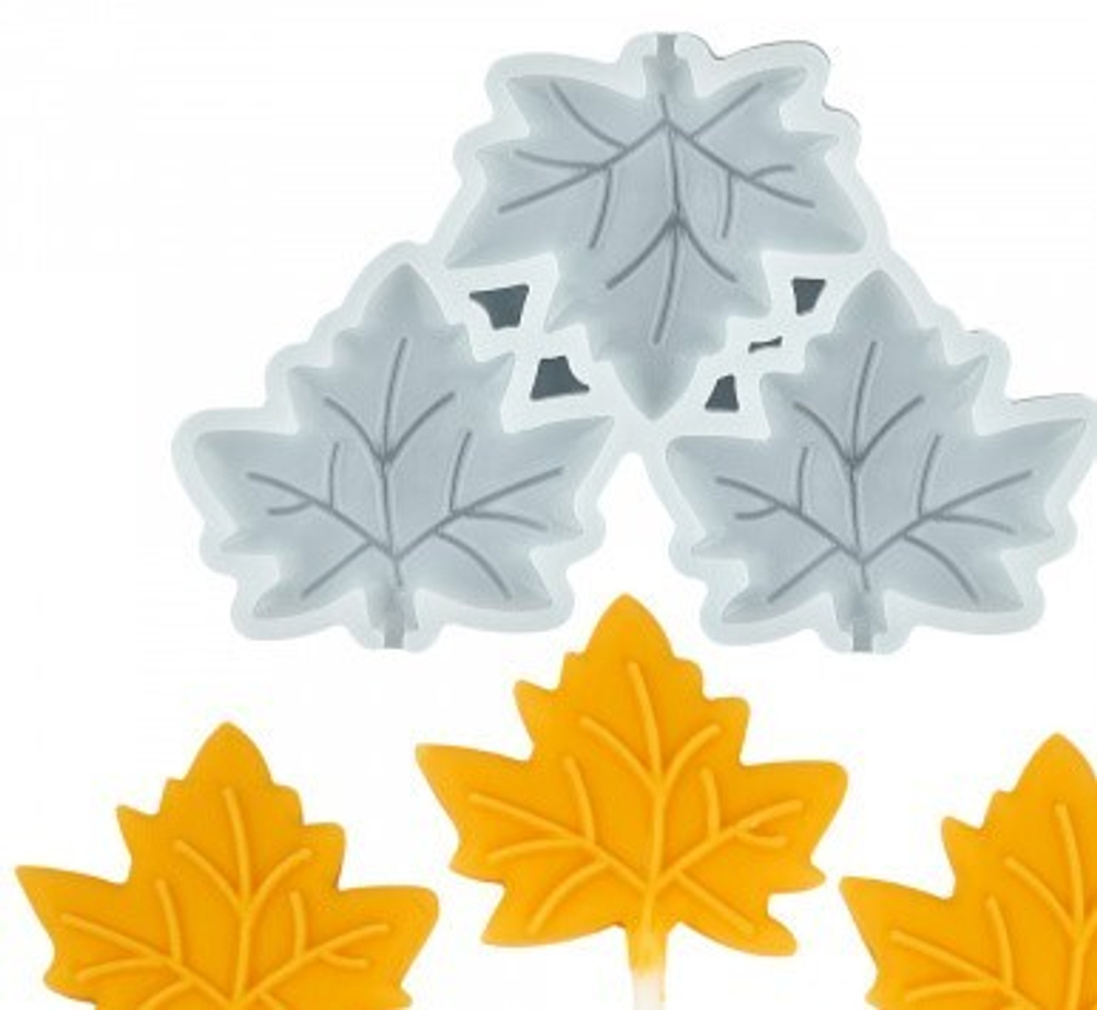 Силиконовая форма для леденцов Кленовые листья (3шт)