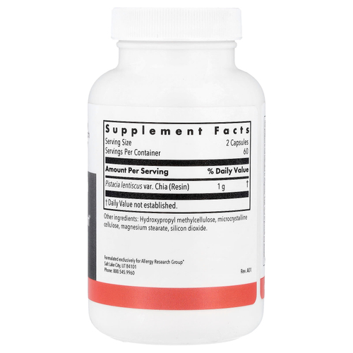 Allergy Research Group, Mastica®, поддержка пищеварения, 120 вегетарианских капсул (0,5 г в 1 капсуле)