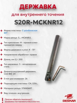 Державка S20R-MCKNR12 Deskar