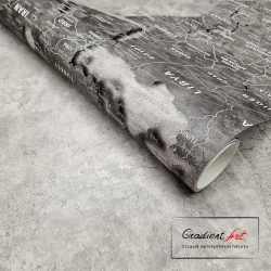 Фотообои карта мира бетон лофт "Карта мира" 315см x 270см флизелин премиум моющиеся GradientArt WM2B315270G