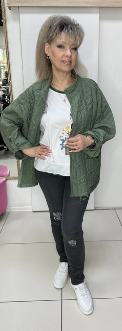 Куртка-жакет "зефирка" в оливковом цвете