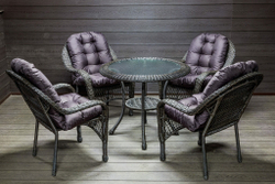 Садовый комплект из искусственного ротанга Мэдисон НЬЮ (Medison NEW) стол круглый D90 + 4 кресла с подушками на сиденье и спинку