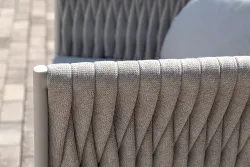 "Монако" лаунж-зона 4-местная из роупа со столом "Верона" (серый гранит), каркас светло-серый, роуп светло-серый