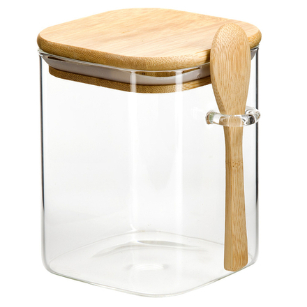 Банка для сыпучих продуктов с ложкой h=10 см, v= 700 мл (стекло) (индивидуальная упаковка)