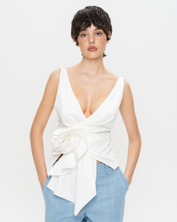 Драпированный топ из хлопка с розой