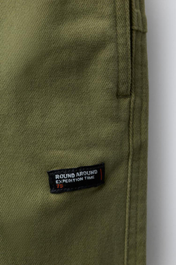 ZARA БРЮКИ STRAIGHT С НАШИВКОЙ, ЗЕЛЕНОВАТЫЙ