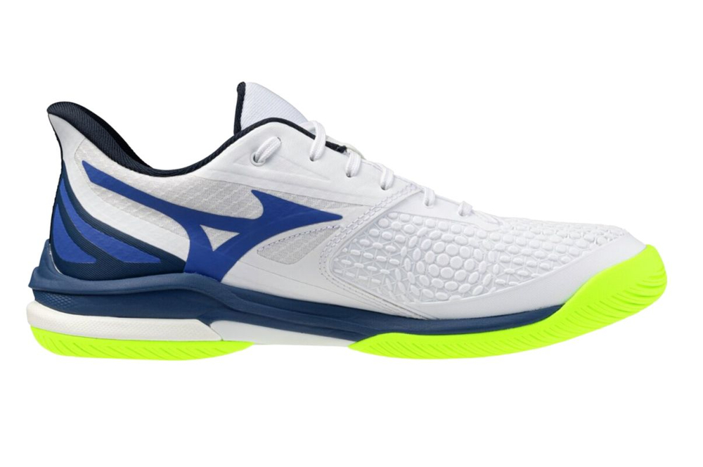 Мужские теннисные кроссовки Mizuno Wave Exceed Tour 7 AC - white/dazzling blue/light yellow