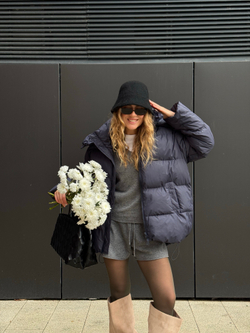 Пуховик Рокет миди синий