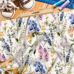 Ткань премиум дюспо акварельная гербария