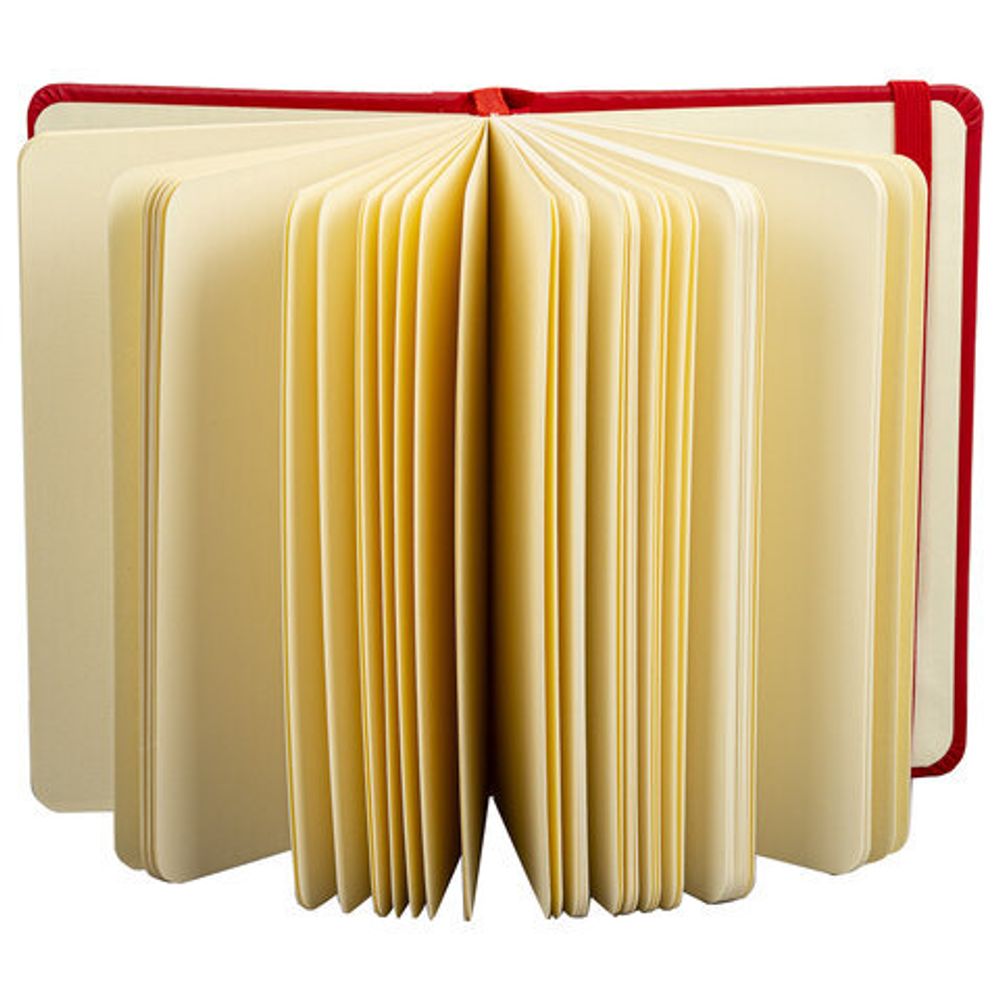 Скетчбук, слоновая кость 140 г/м2 90х140 мм, 80 л., КОЖЗАМ, резинка, BRAUBERG ART CLASSIC, красный, 113187