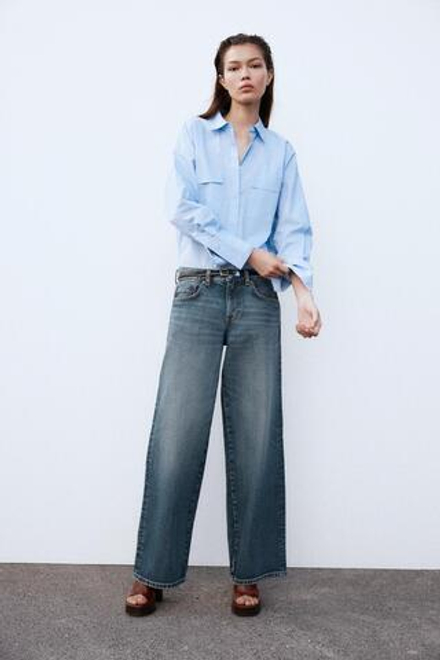 ZARA ДЖИНСЫ Z1975 STRAIGHT MID-RISE FULL LENGTH, ВЫЦВЕТШИЙ СИНИЙ
