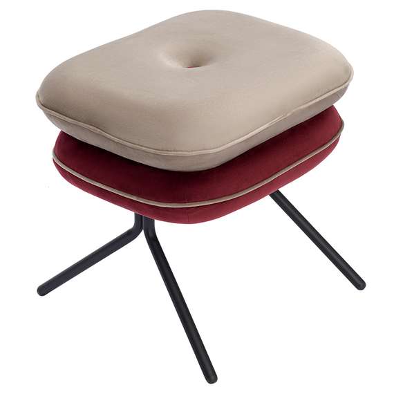 Пуф Pea, велюр, бежевый/бордовый