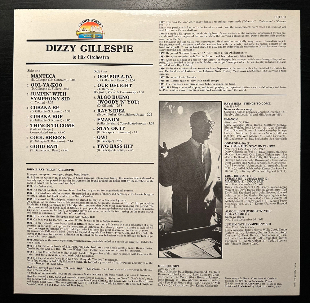 Dizzy Gillespie And His Orchestra 1946-1949 (Италия 1985г.)
