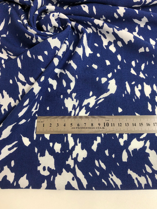 штапель принт облако белое на темно голубом D48C1