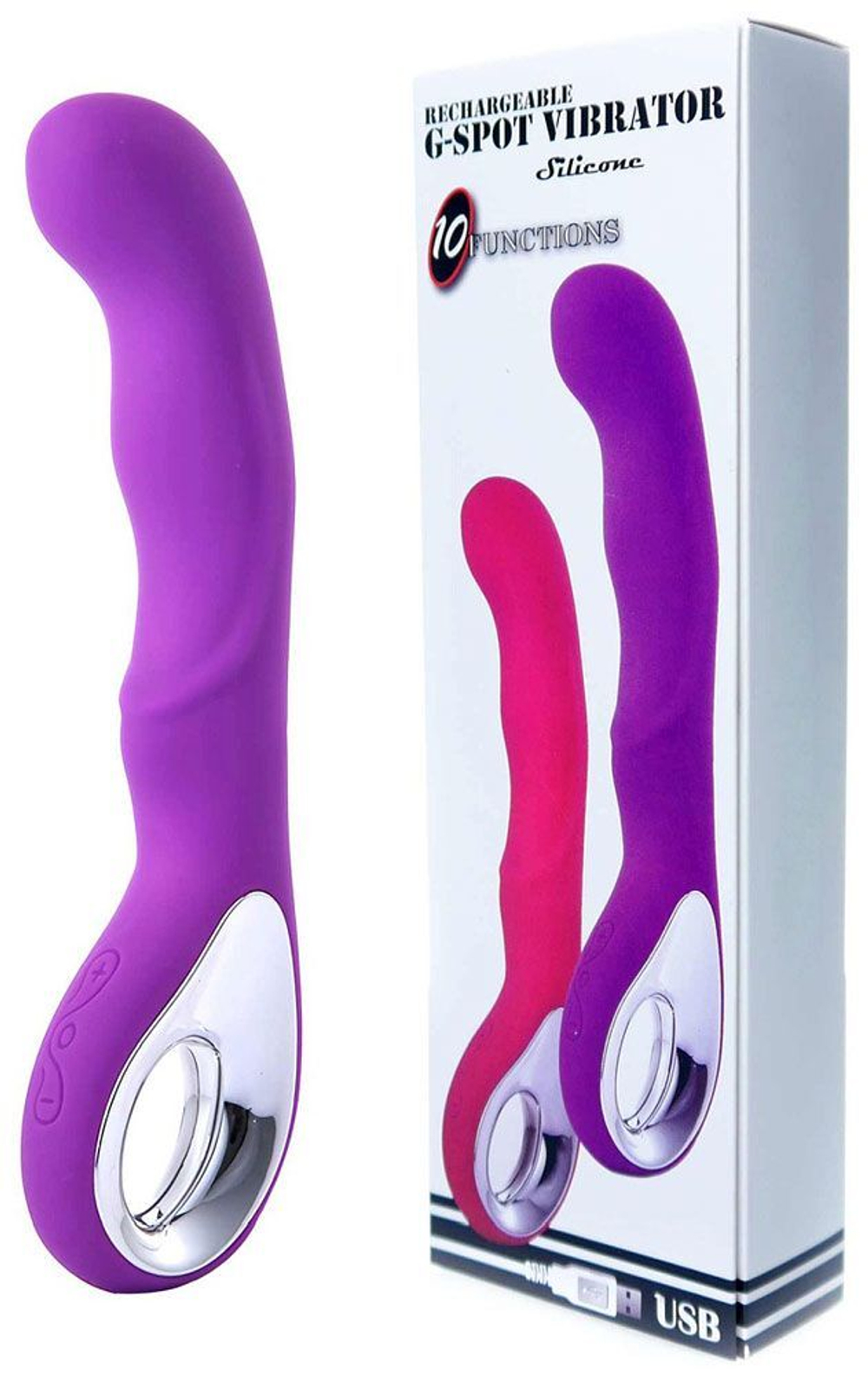 Фиолетовый вибратор для массажа точки G - 20 см.