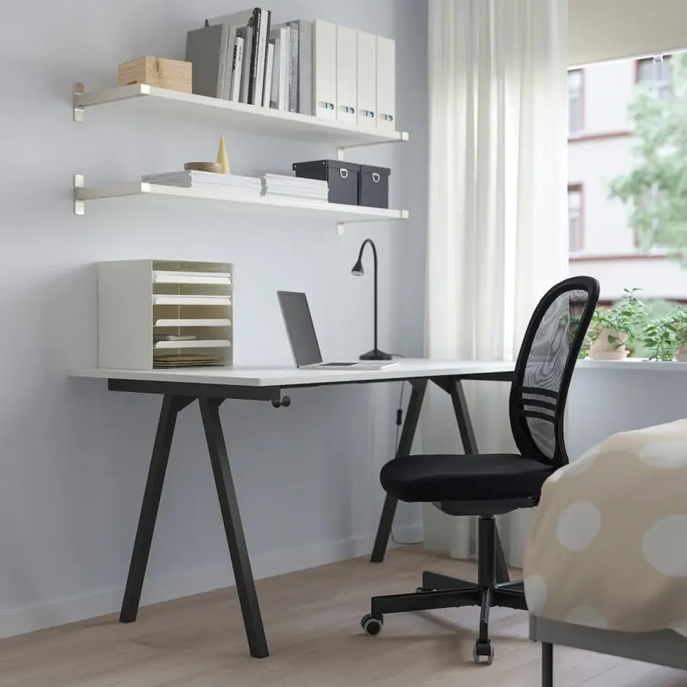 Письменный стол - IKEA TROTTEN, 140х80 см, белый/черный, ТРОТТЕН ИКЕА