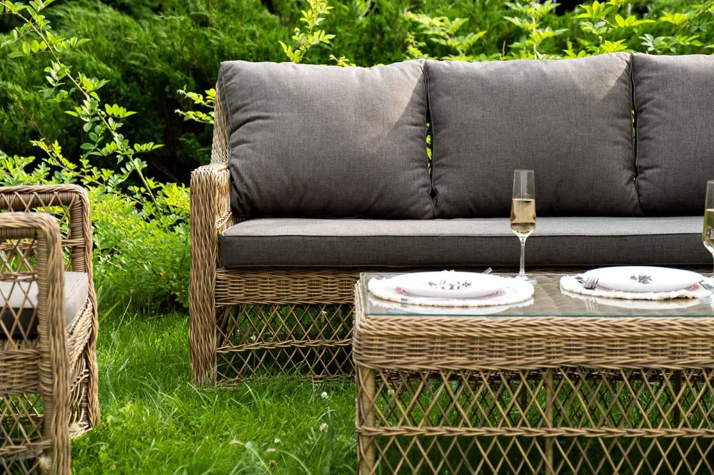 "Гранд Латте" лаунж-зона из искусственного ротанга, цвет соломенный