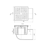 110 трап с горизон. спуском, н/рег решетка 150х150 пласт.  АНИ пласт ТА1110