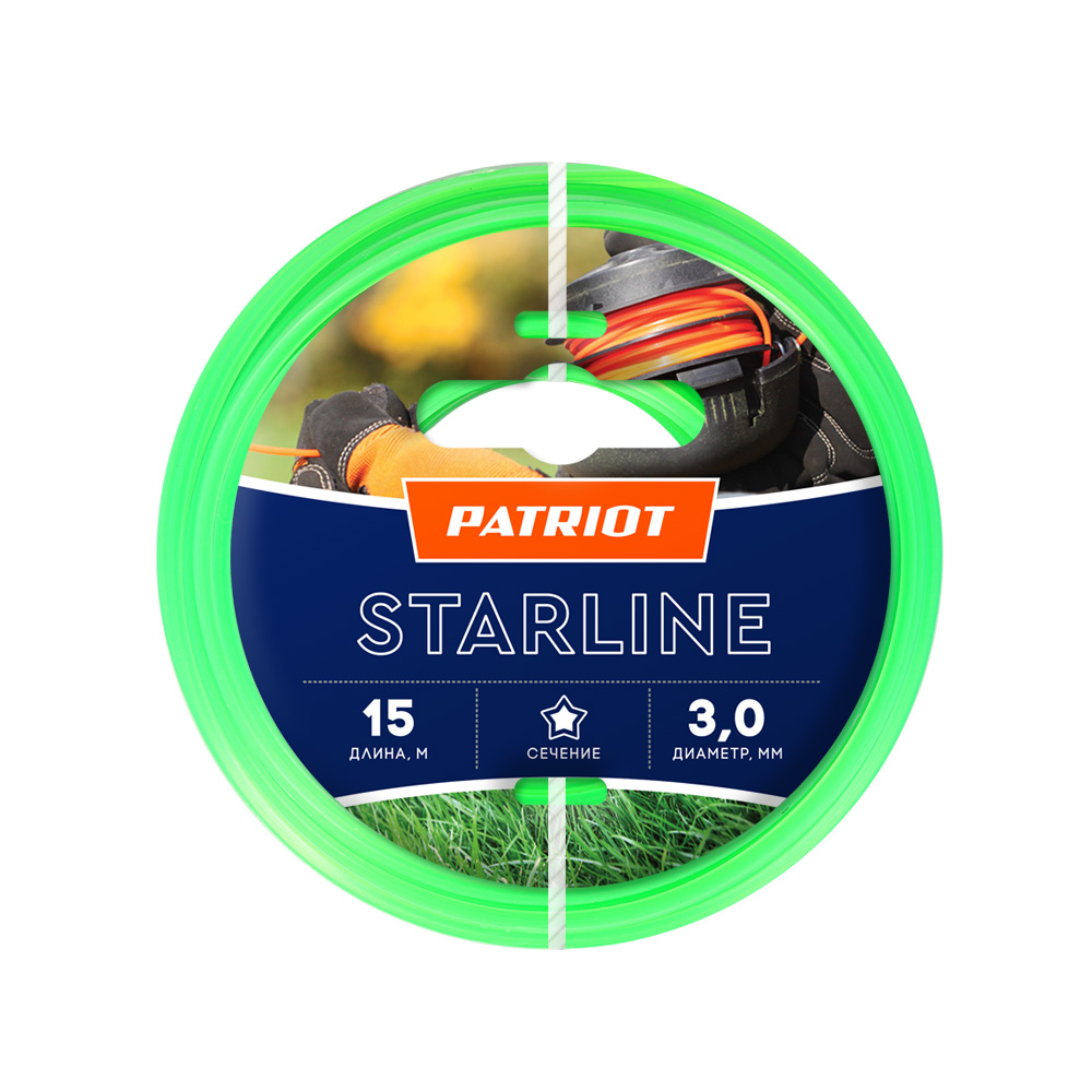 Леска Starline D 3,0 мм L 15 м (звезда, зеленая) 300-15-3 на пластиковой обойме, блистерн.тип