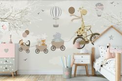 Обои жираф на велосипеде