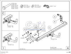 Фаркоп оцинкованный Galia P045C для Peugeot 2008 2013-(паспорт и сертификат в комплекте)(без электрики)