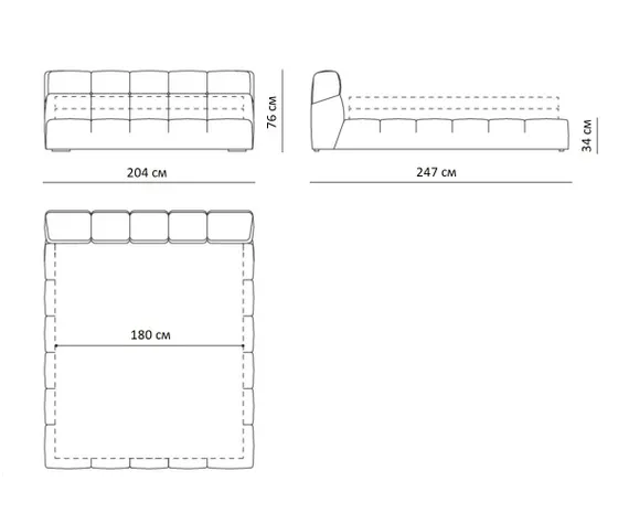 Кровать Tufty 180х200, белое букле