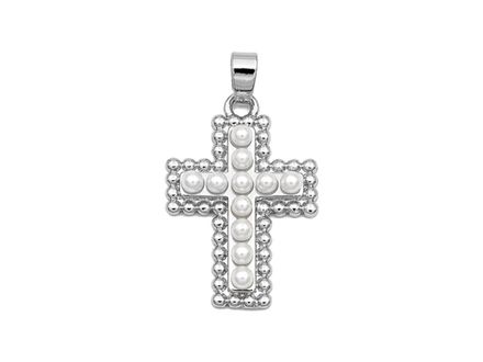 Подвеска "Крест" 24,5мм, с бусинами