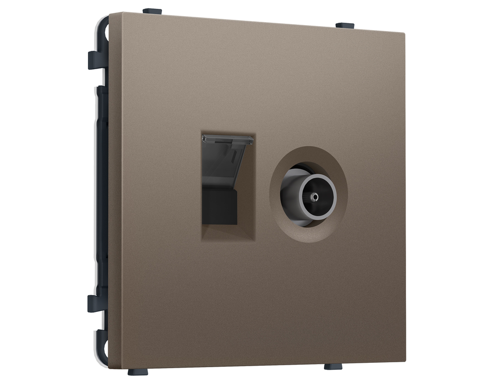 MS642510 Комплект механизма розетки компьютерной + TV оконечной SIGMA Темная бронза матовый RJ-45 CAT6/50-870MHz 1dB с/ш QUANT PRO (SP6425, PR195)