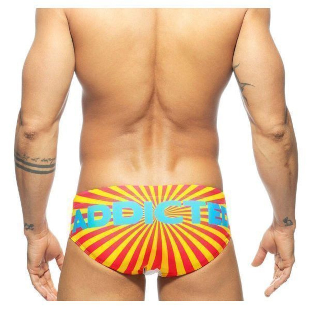 Мужские плавки брифы желто-розовые с принтом Пуш -ап Addicted