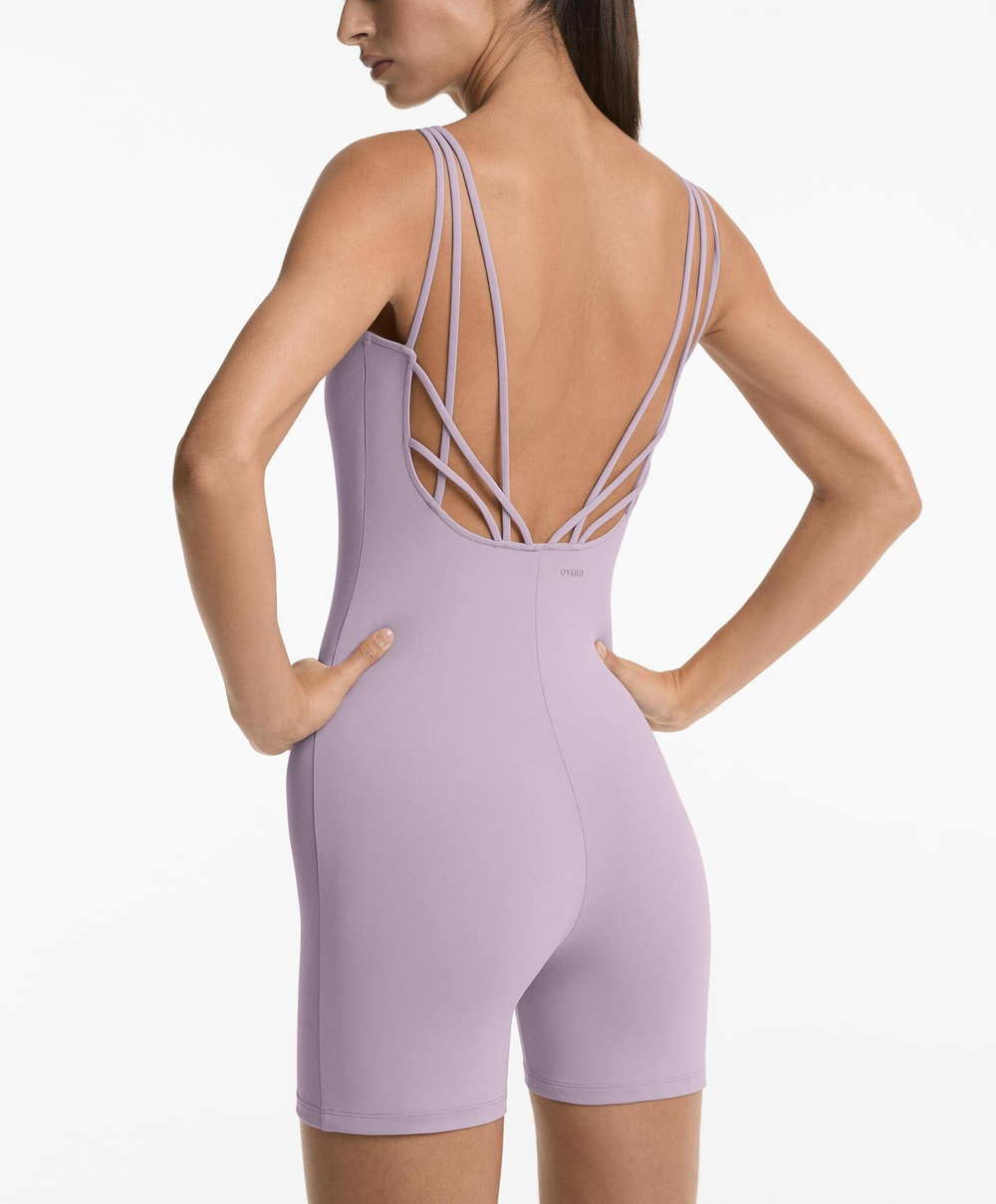 Oysho Короткий комбинезон Comfortlux с двойными бретелями, светло-фиолетовый