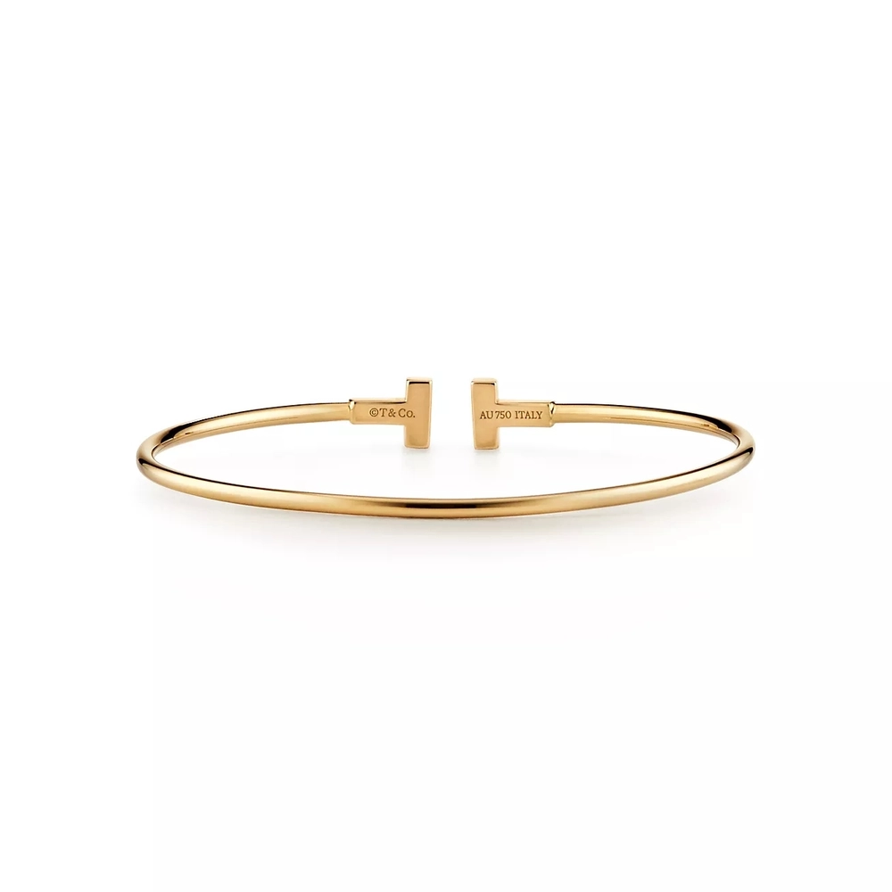 Браслет из жёлтого золота 18k 💙Tiffany, T narrow wire bracelete✨Exclusive✨Единственный в наличии