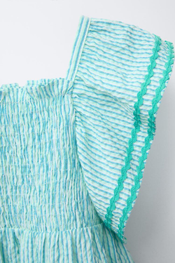 ZARA ПЛАТЬЕ ИЗ РЕЛЬЕФНОЙ ТКАНИ В ПОЛОСКУ, СИНИЙ