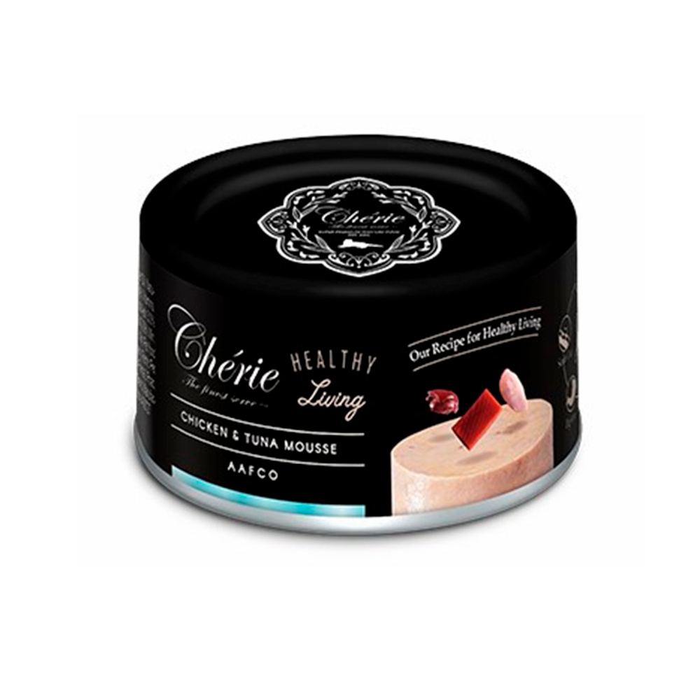 Pettric Cherie Healthy Living влажный корм мусс из куриного мяса с тунцом, для кошек,80 г.