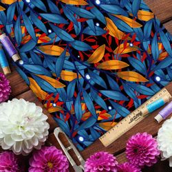 Ткань флис листья в стиле маугли