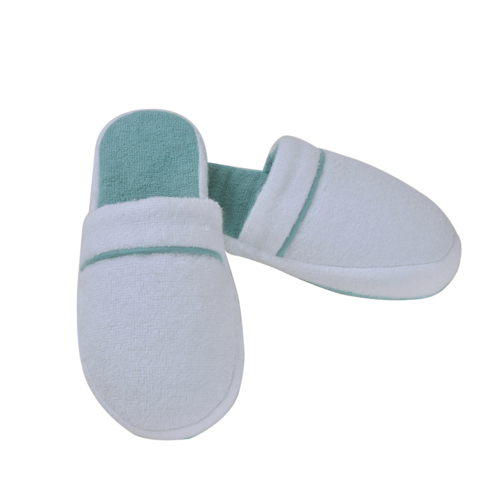 Домашние тапочки Hamam Qashmare Contrast белые с голубым Турция